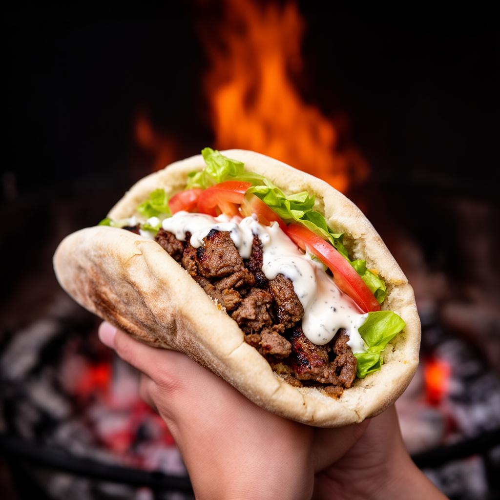 Färsk pita från grillen