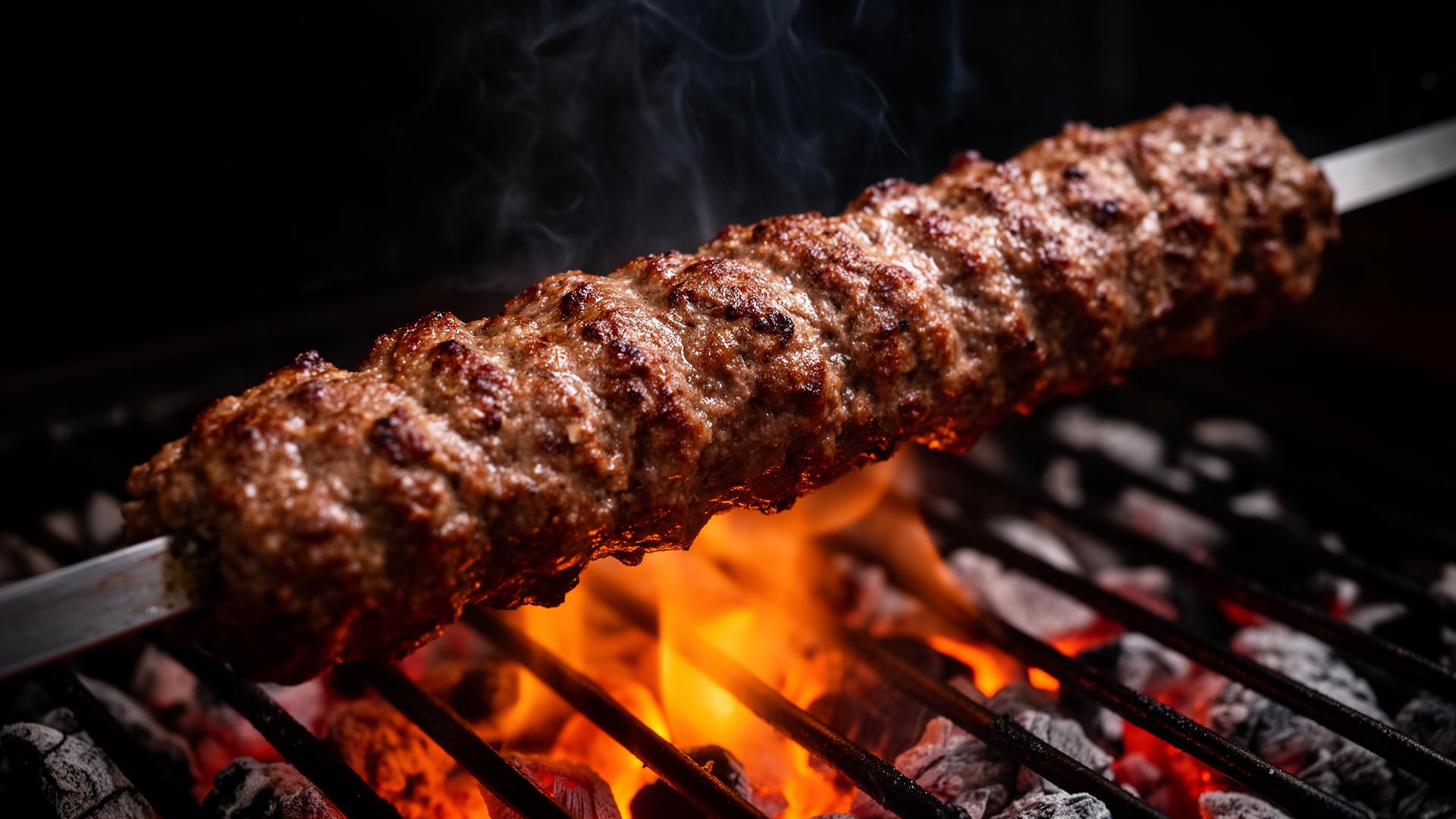 Kebab grillad över kol på Ny Jerusalem